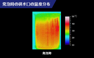発泡時の排水口の温度分布
